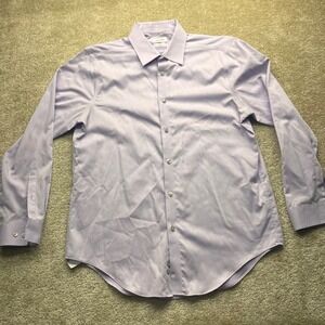 Calvin Klein Mens Slim Fit Performance Non-Iron Herringbone Dress Shirt Purple